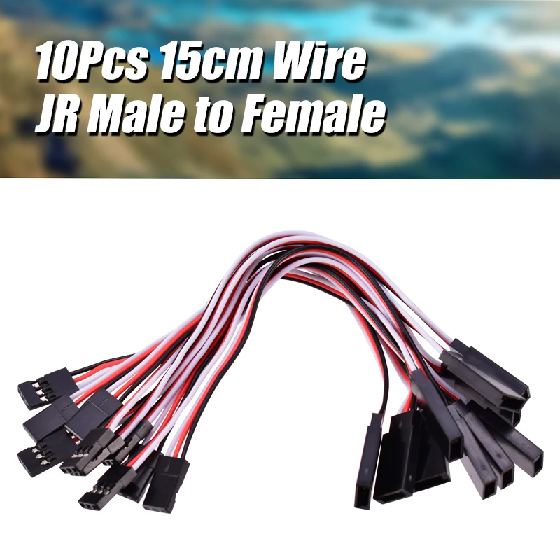 Fielect 10-Pack Servo Extension Cables - 150mm Male To Male Leads For RC Futaba/JR (30-Core Wire)