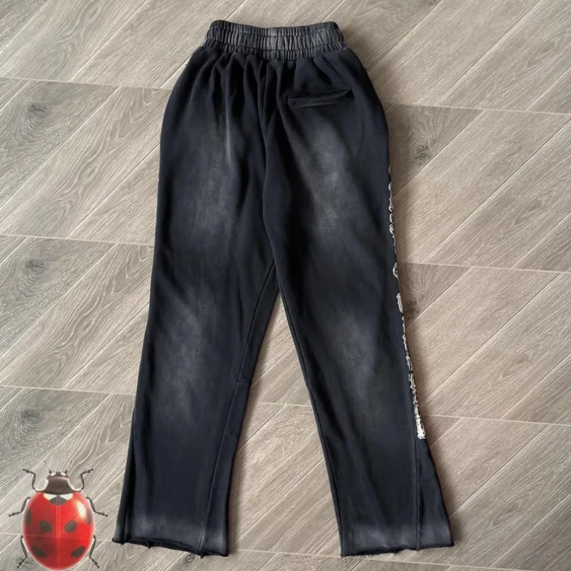 Lost Intricacy Portrait Print Track Pants Classic Side Logo Mini Flared Trousers Men Women Loose Casual Drawstring Sweatpants
