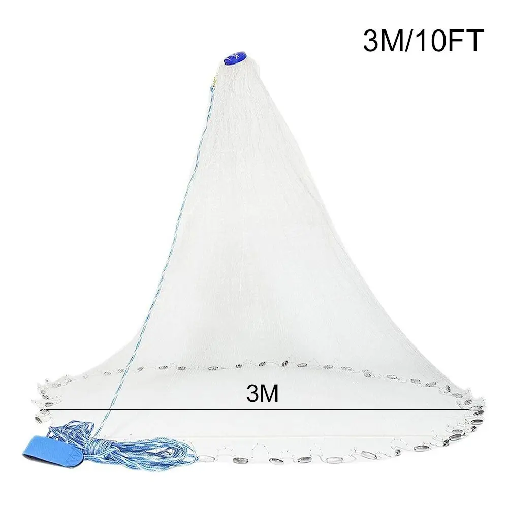 Upgraded 3M-7.2M American Casting Net Easy Throw Cast Fishing Net WithSteel  Sinkers Or Lead