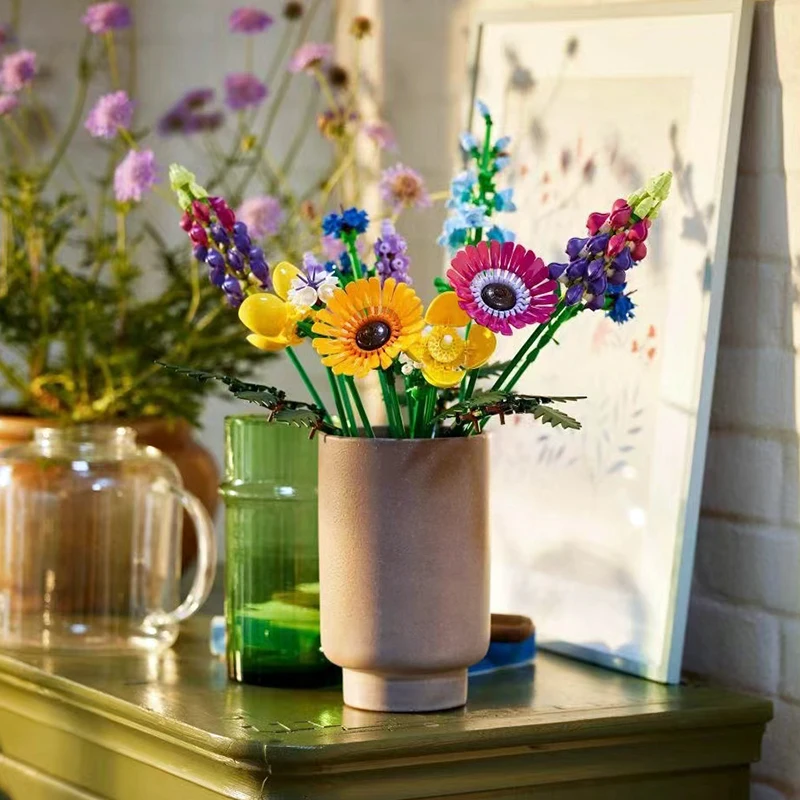 939pcs Wildflower Bouquet Home Decoration Accessories Building Blocks Creative Plant Series Giving Girlfriends Gifts 10313 4