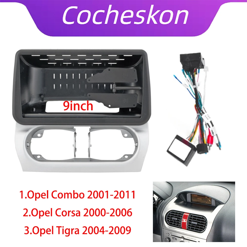 

9-дюймовая Автомобильная рамка, адаптер Canbus Box Decoder, Android радио приборная, комплект панели для Opel Combo Corsa Tigra