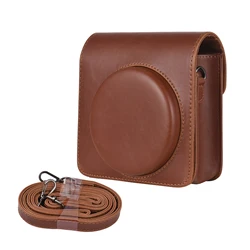 Instant Camera Storage Case with Magnetic Buckle and Shoulder Strap in PU Leather (BROWN)