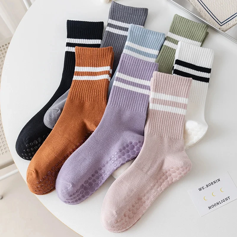 4 Paia Calzini Antiscivolo Yoga E Pilates Donna | Con Impugnature E Cinghie | Design Sfumato | Taglia Unica 36-38