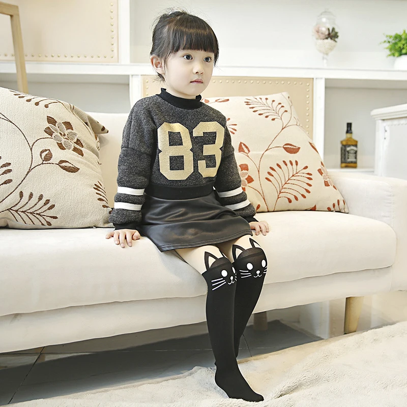 Kids Socks Kids Pantyhose Toddler Tights Kids Leggings Fashion and Cute Cartoon Splicing Children Pantyhose Printing GirlsTights Spring and Autumn Kids Stockings