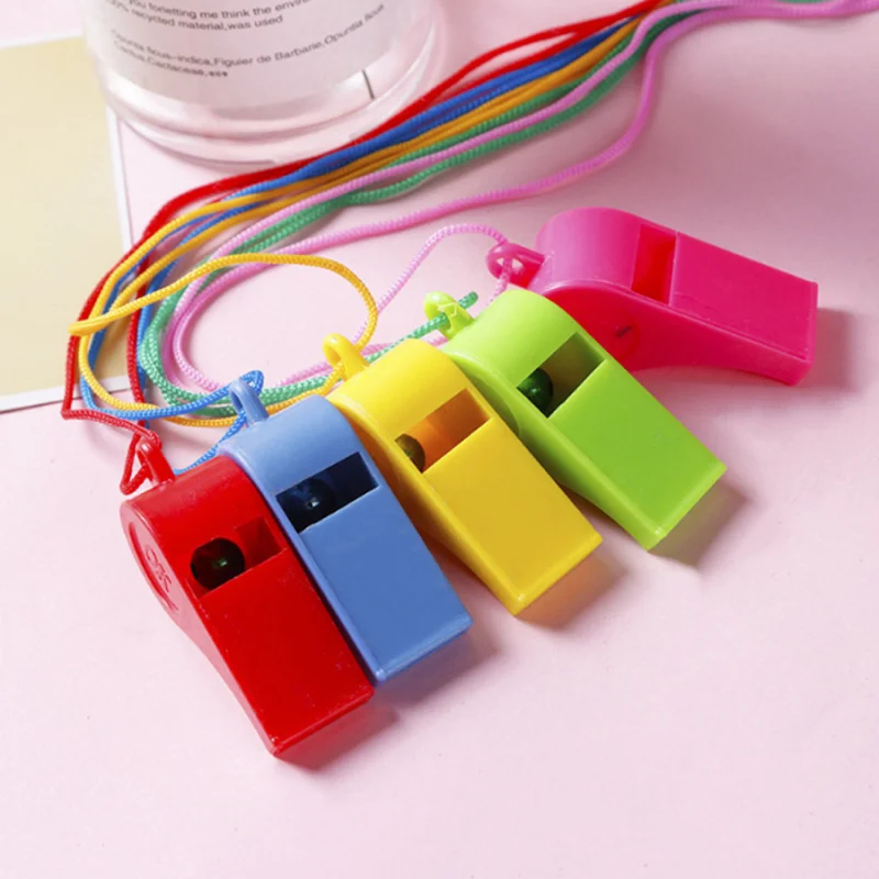 24pcs Sporting Goods Plastic Whistle Colorful Cheer Referee Whistle Fan
