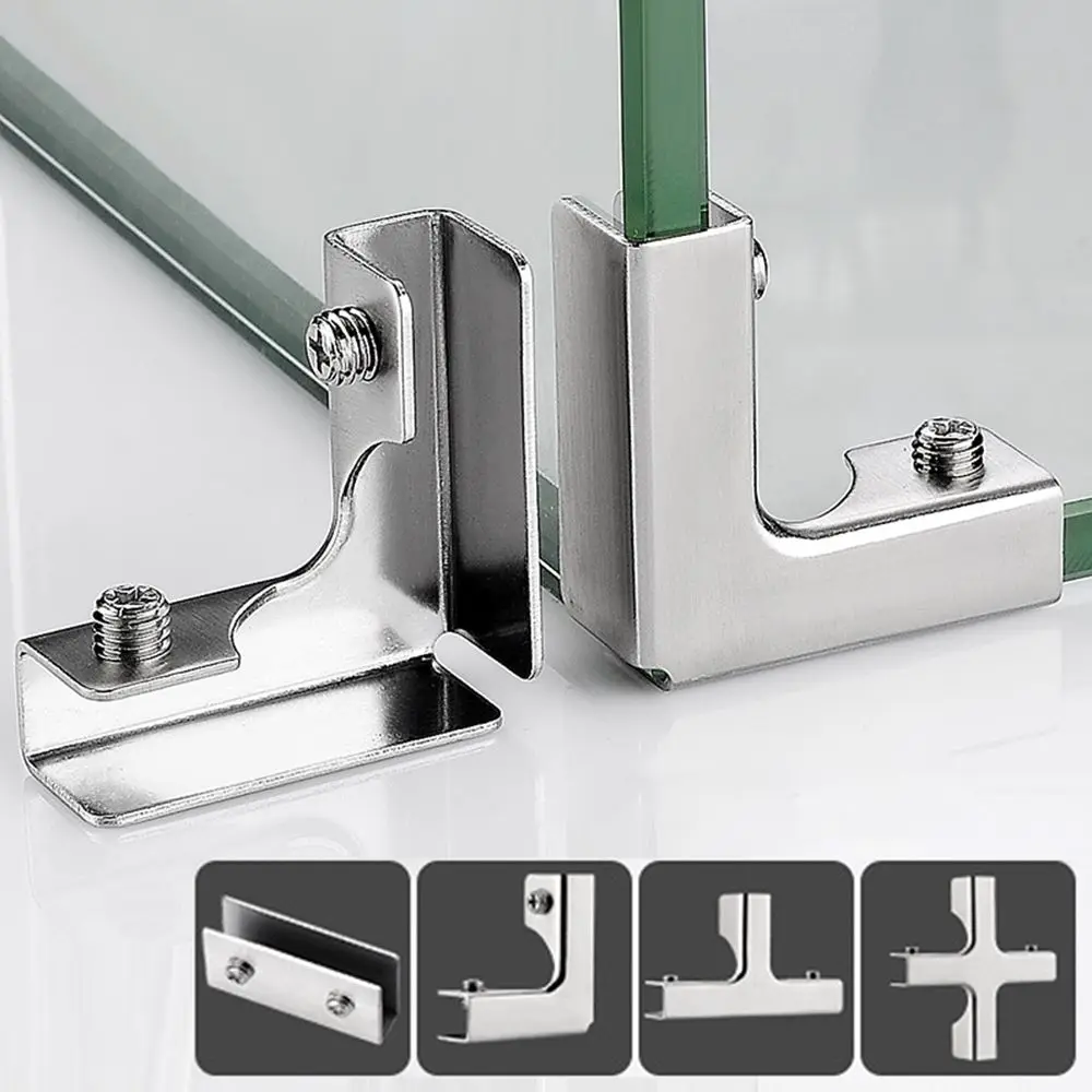 Stainless Steel Angle Bracket Angle Bracket Angled Furniture Hardware Angle Connector L-type Stainless steel T-cross Reinforcement Glass Clip Corner Guard Fixing Clip Angle Corner Code