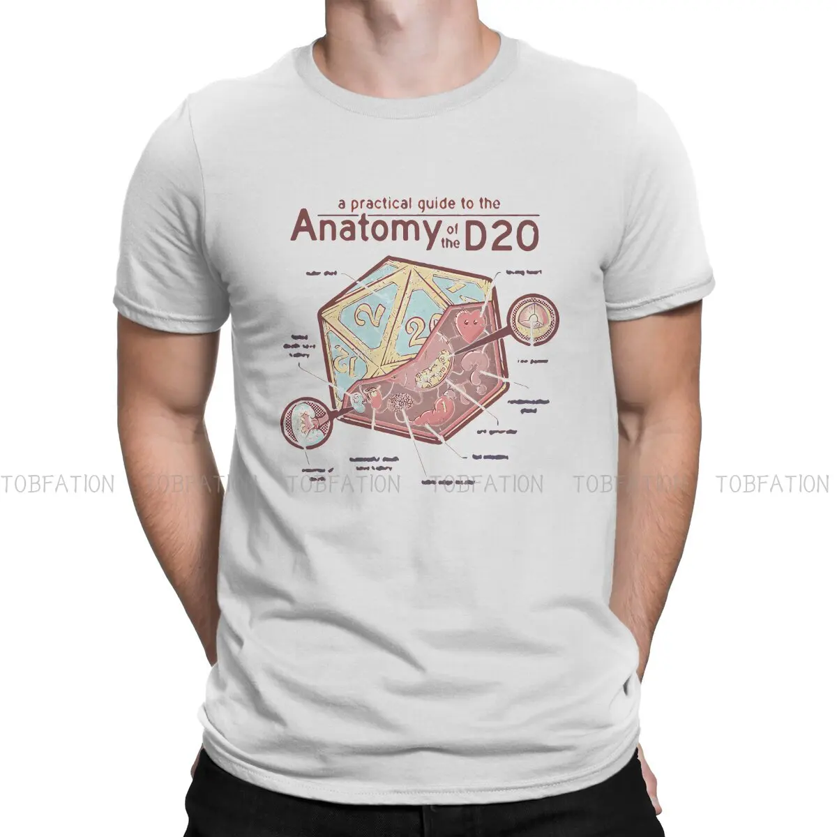 

Anatomy of the D20 TShirt For Male DnD Game Camisetas Novelty T Shirt 100% Cotton Comfortable Printed Loose