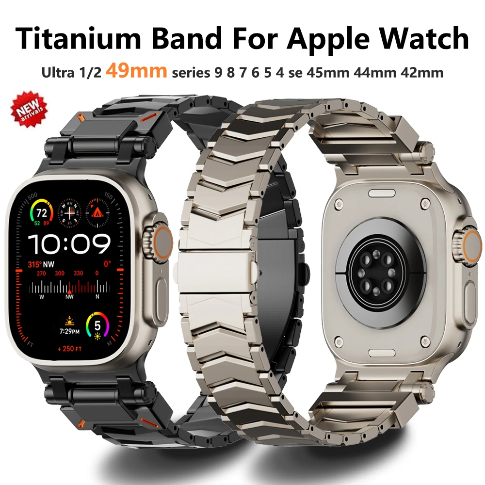 

Titanium Metal Band for Apple Watch 49mm 45mm 44mm 42mm Luxury Men Strap Iwatch Series 9 8 7 6 5 4 Se 3 Ultra 2 Correa Bracelet