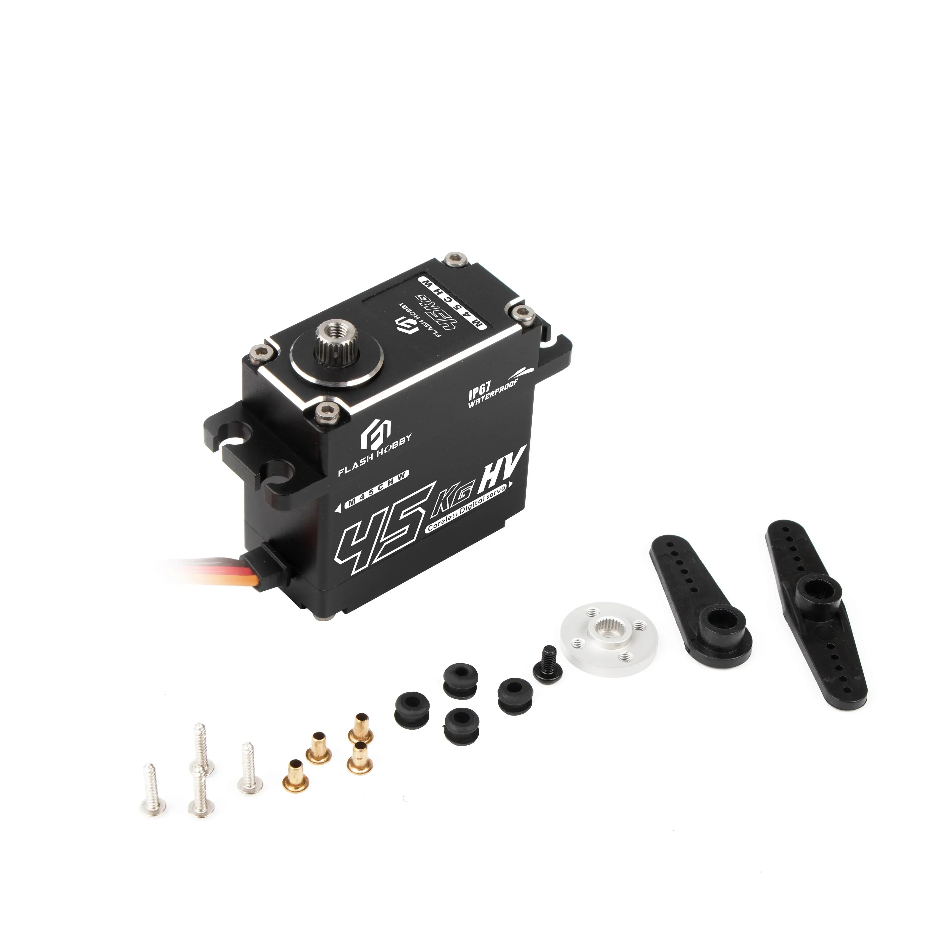 Flashhobby M45CHW 45kg Digital IP67 Waterproof Standard 180 Degree Servo for Drone UAV RC Car Robot Arm Boat Helicopter Airplane thumbnail 6