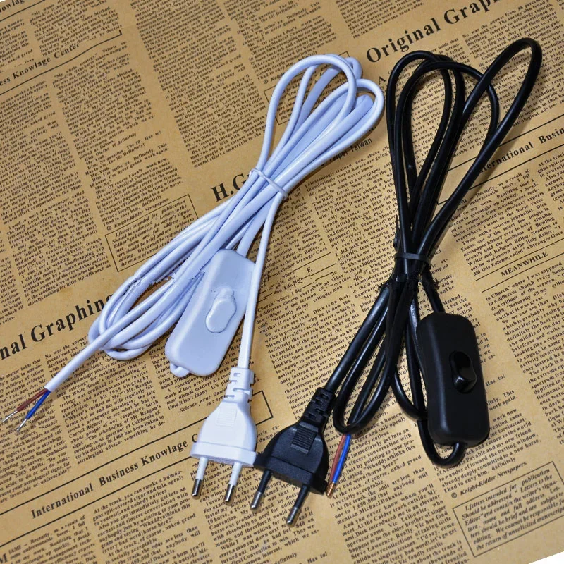 10/20/50PCS EU Plug LED Tube Power Extension Cord with On/Off Desk Lamp Power Cord LED Light Fixture Cable Drop Shipping