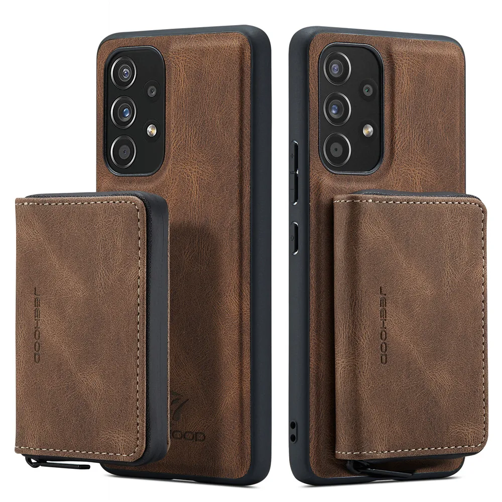 Premium 2-in-1 Leather Wallet Case with Detachable Card Holder & Magnetic Flip Cover