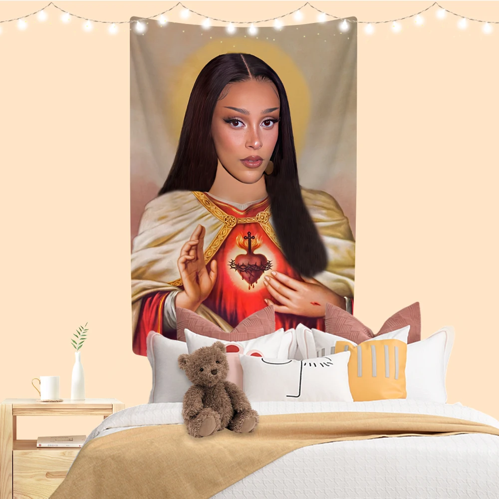 Doja Cat Tapestry Funny Meme Printed Mystical Psychedelic Boho Aesthetic Room Decor Wall Hanging Blanket Yoga Mat tapestry decor