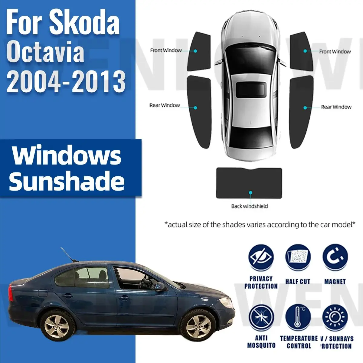 

Автомобильный солнцезащитный козырек для Skoda Octavia 1Z Sedan 2004-2013, магнитная занавеска на переднее ветровое стекло, занавеска на заднее боковое стекло, солнцезащитный козырек