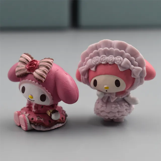 New My Melody Anime Figure Kawaii Melody Kuromi Kt Cat Pvc Action Figures Collection Materials Gifts For Children 2