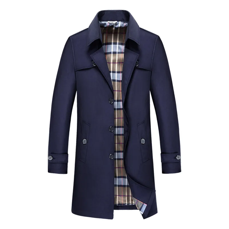Classic Long Trench Coat Men Windbreaker 10 Colors 8XL Solid Business Casual Coats Men Clothing Plus Size Outerwear A2F8906 trench coat