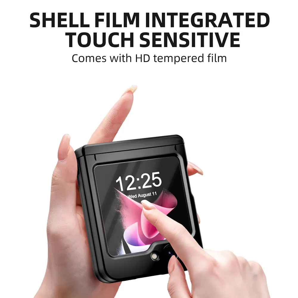 Fashion Folding Screen Anti-drop Phone Case For Samsung Galaxy Z Flip 5 Steel Wire Hinge Shell Film Integrated Protective Cover