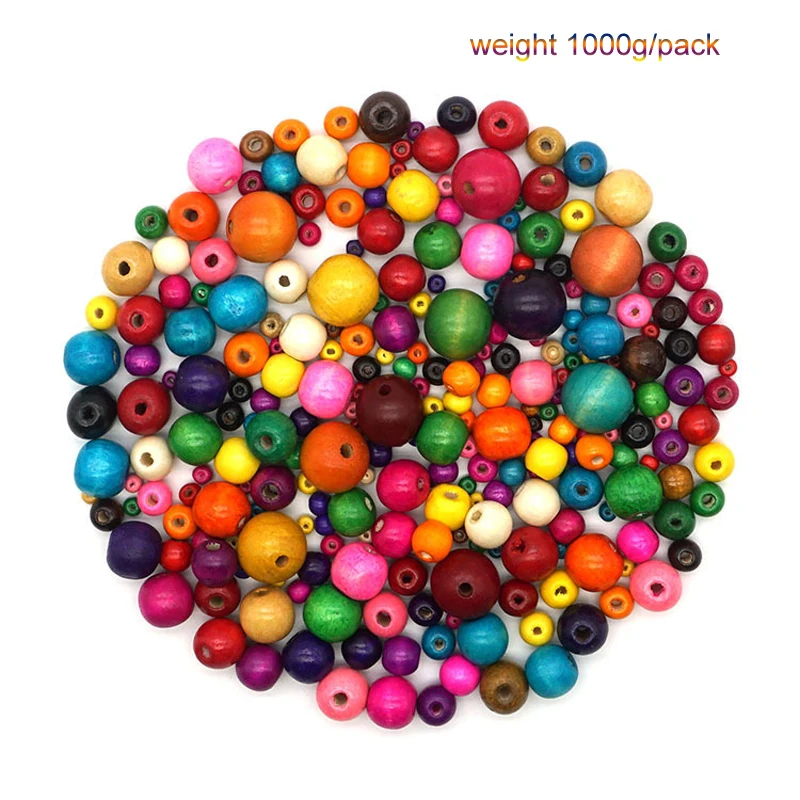 Weight 1000g 3mm to 25mm Multi Size Round Maple Wood Beads Jewelry Necklace Bracelet Craft Making Wave Clothes Decor