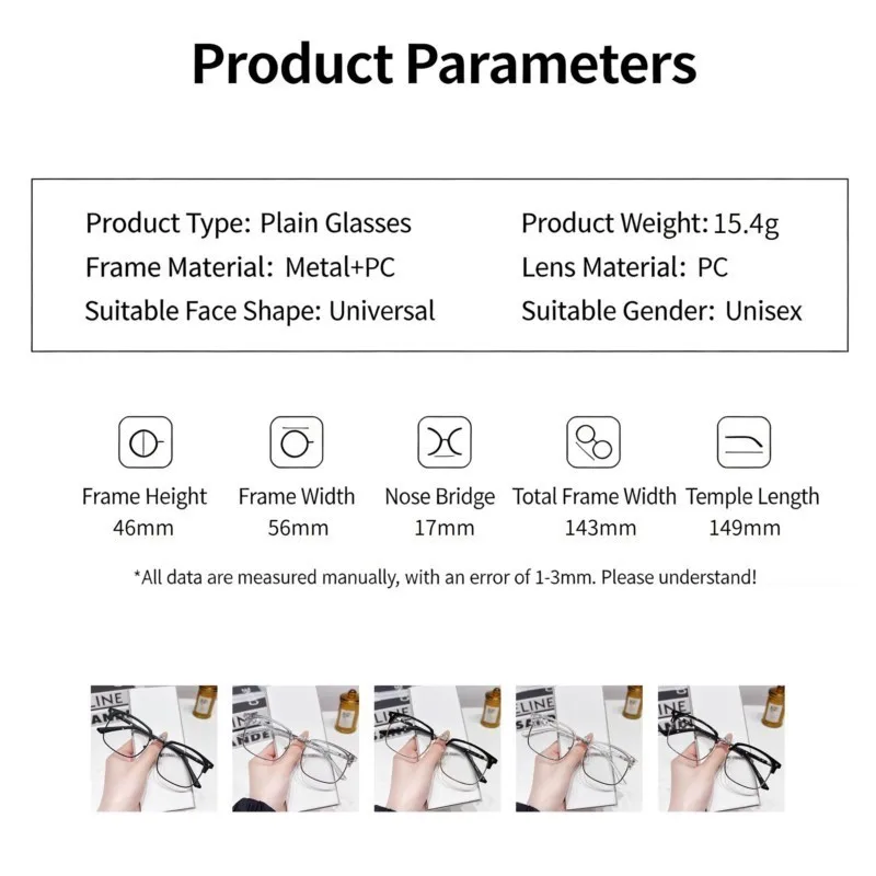 Photochromic Square Half Frame Anti-Blue Light Fashion Eyewear