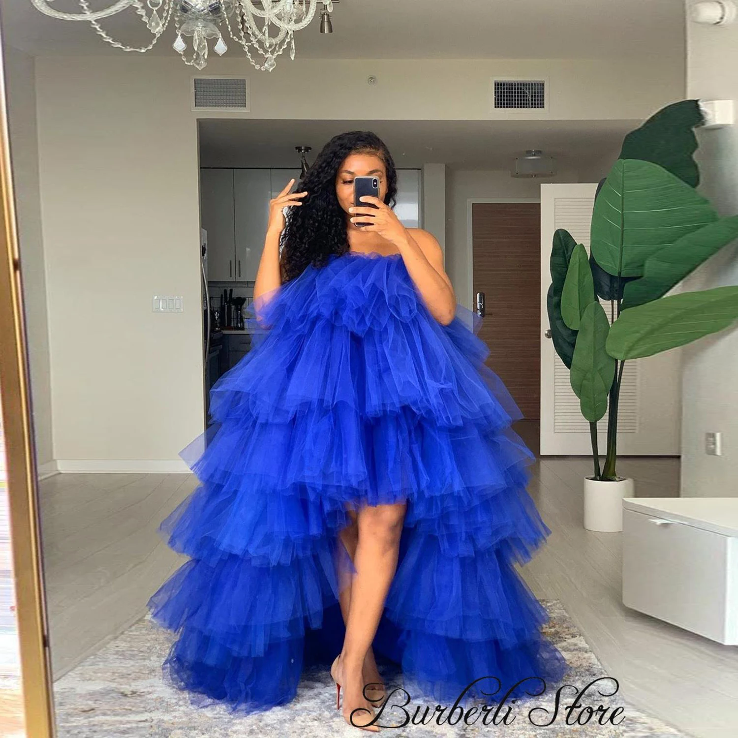 Moda Hi Low Puffy Tiered Tulle Women Dress Plus Sizeto Party Dresse Pretty Tulle Dressing Royal Blue Tutu Women Orchid Dress