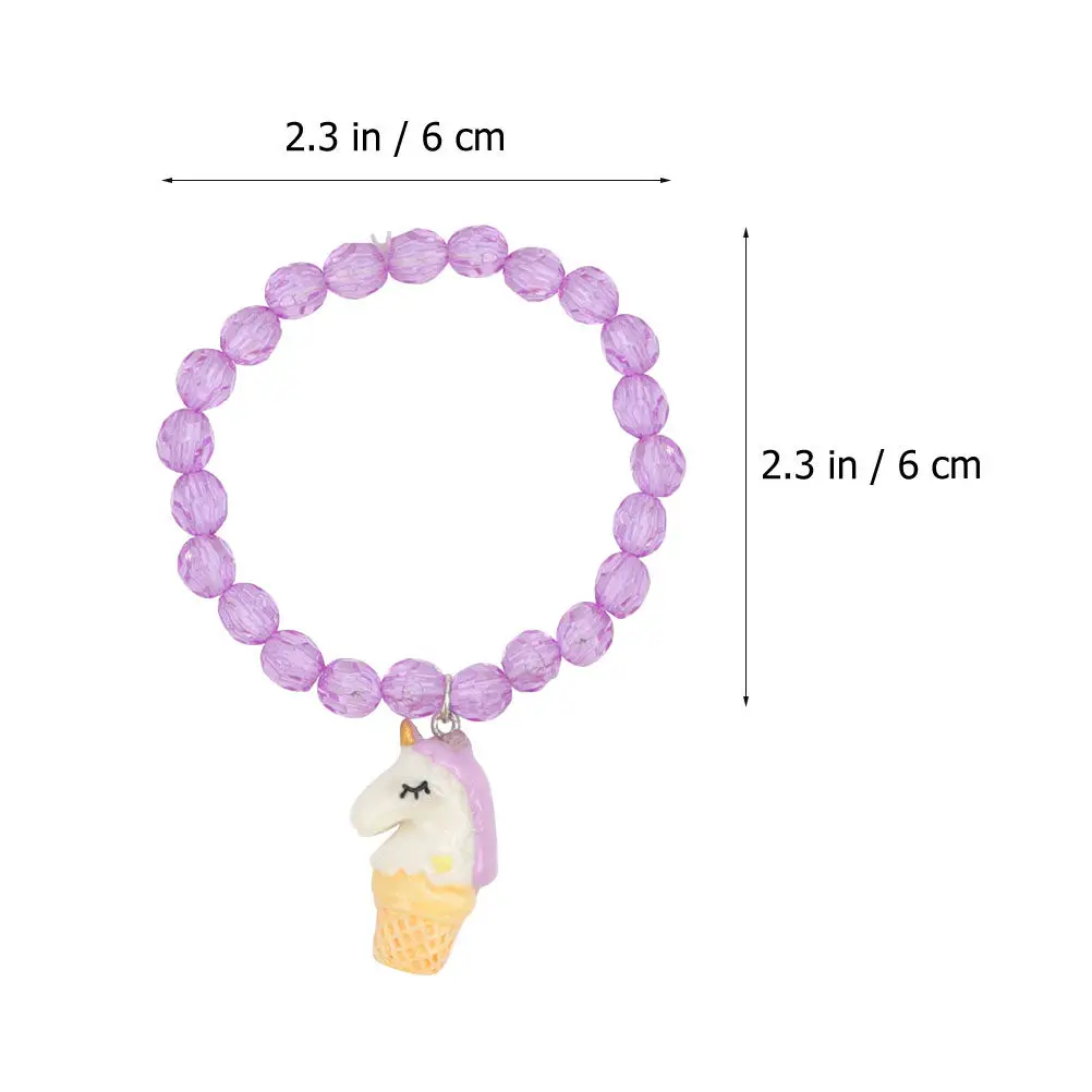 5Pcs 유니콘 다채로운 구슬 팔찌 어린이 손목 장식 수제 아크릴 구슬 아이 선물 생일 휴일 액세서리
