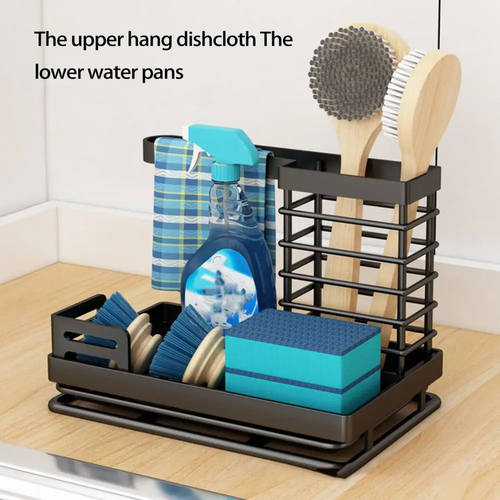 Wipe Holder Kitchen Sink Organizer with Removable Drain Tray Kitchen