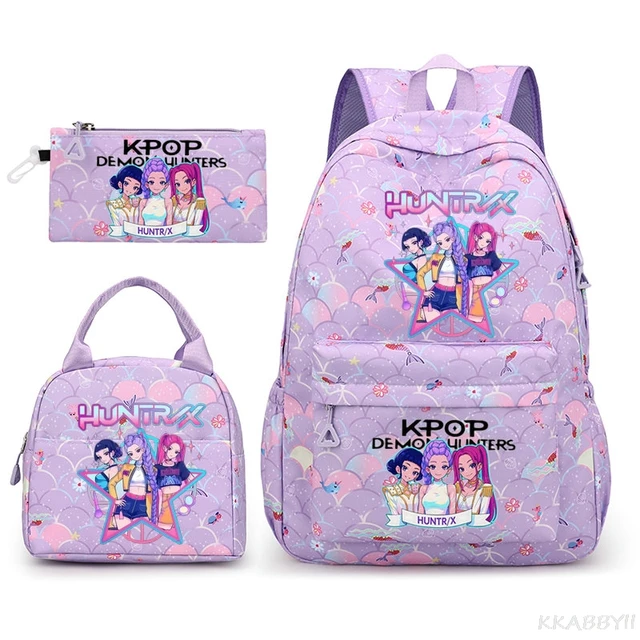 Sacs à dos KPop Demon Hunters, 3 pièces, Rumi Mira Zoey HUNTR/sacs d'école pour garçons et filles, Mochilas Kawaii de grande capacité 1