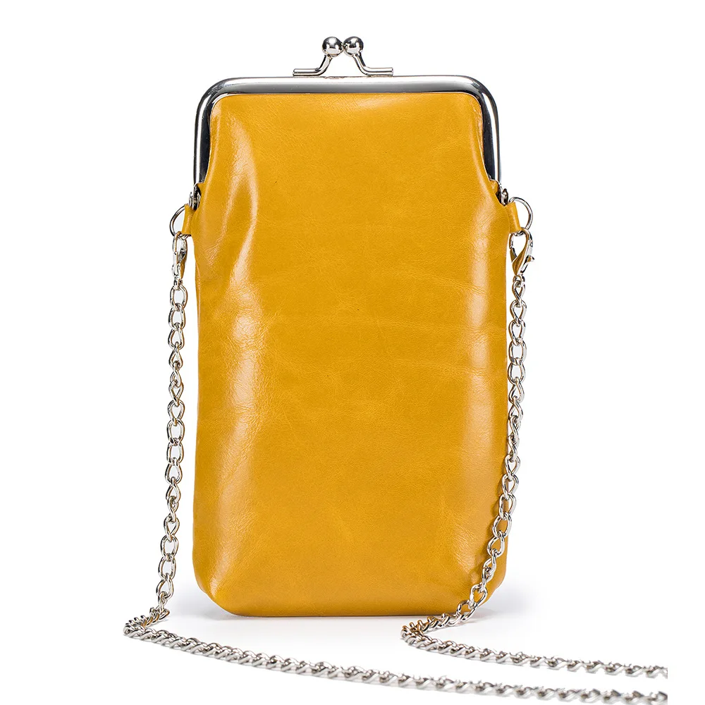 

Women Handbag Cell Phone Pocket Handbags Chain Satchel Bag Oil Wax Leather Wallet Coin Purse Crossbody Bag Shoulder Bag Women