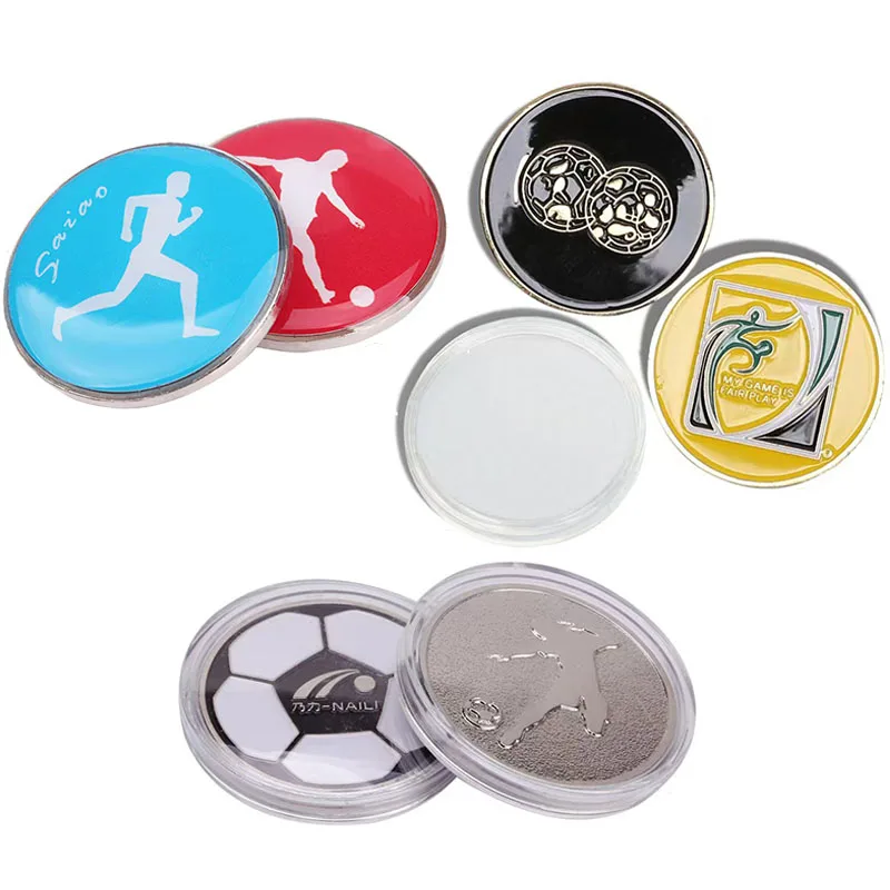 Football Referee Side Toss Coin Alloy Judging Tools Soccer Pick Edge Finder Coin Professional Fair Play Match Referee Equipment