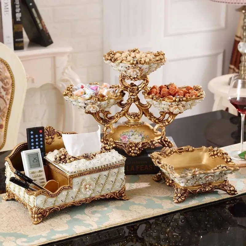 European - style Household Fruit Plate Living Room key-2 Luxury High - end Dried Fruit Plate Table Decoration Set 5