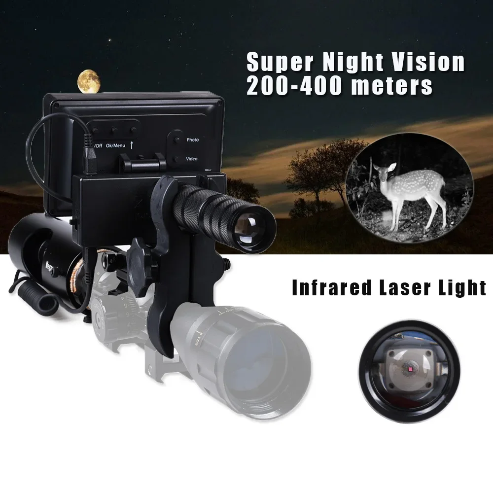 Megaorei Night Vision Riflescopes 4.3 inch Display Infrared Flashlight HD 720P Video Recording DIY Hunting Night Vision Device 2 night vision riflescope