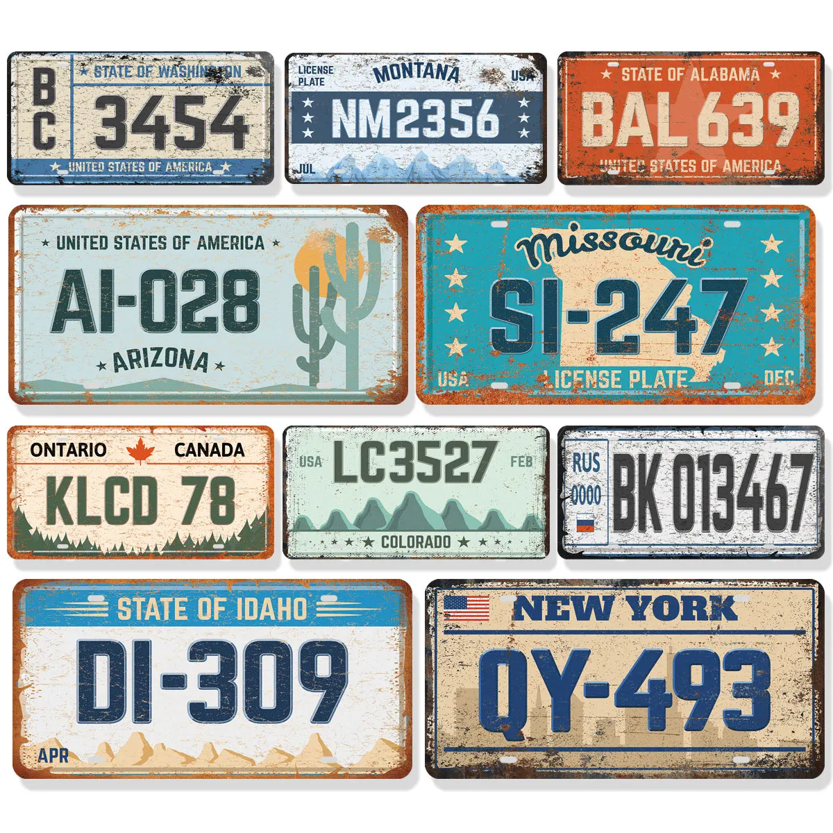 Vintage Decor Retro Car License Plate Vintage Number Plates Decor