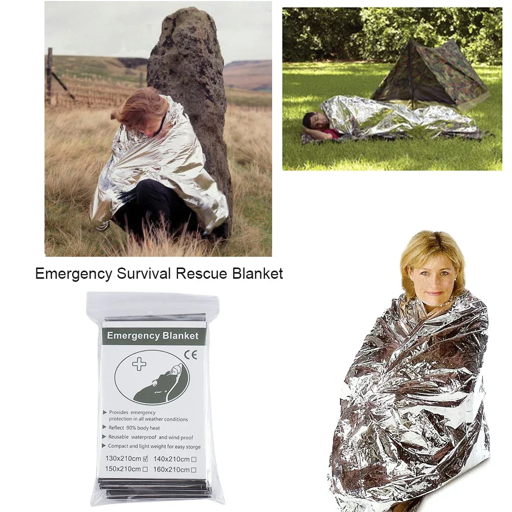 1-10PCS Emergency Foil Thermal Blanket Waterproof Windproof for Outdoor Survival Rescue First Aid Camping Kit