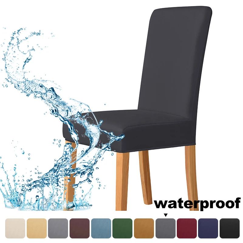 Waterproof Solid Color Chair Cover Stretch Dining Covers Chairs