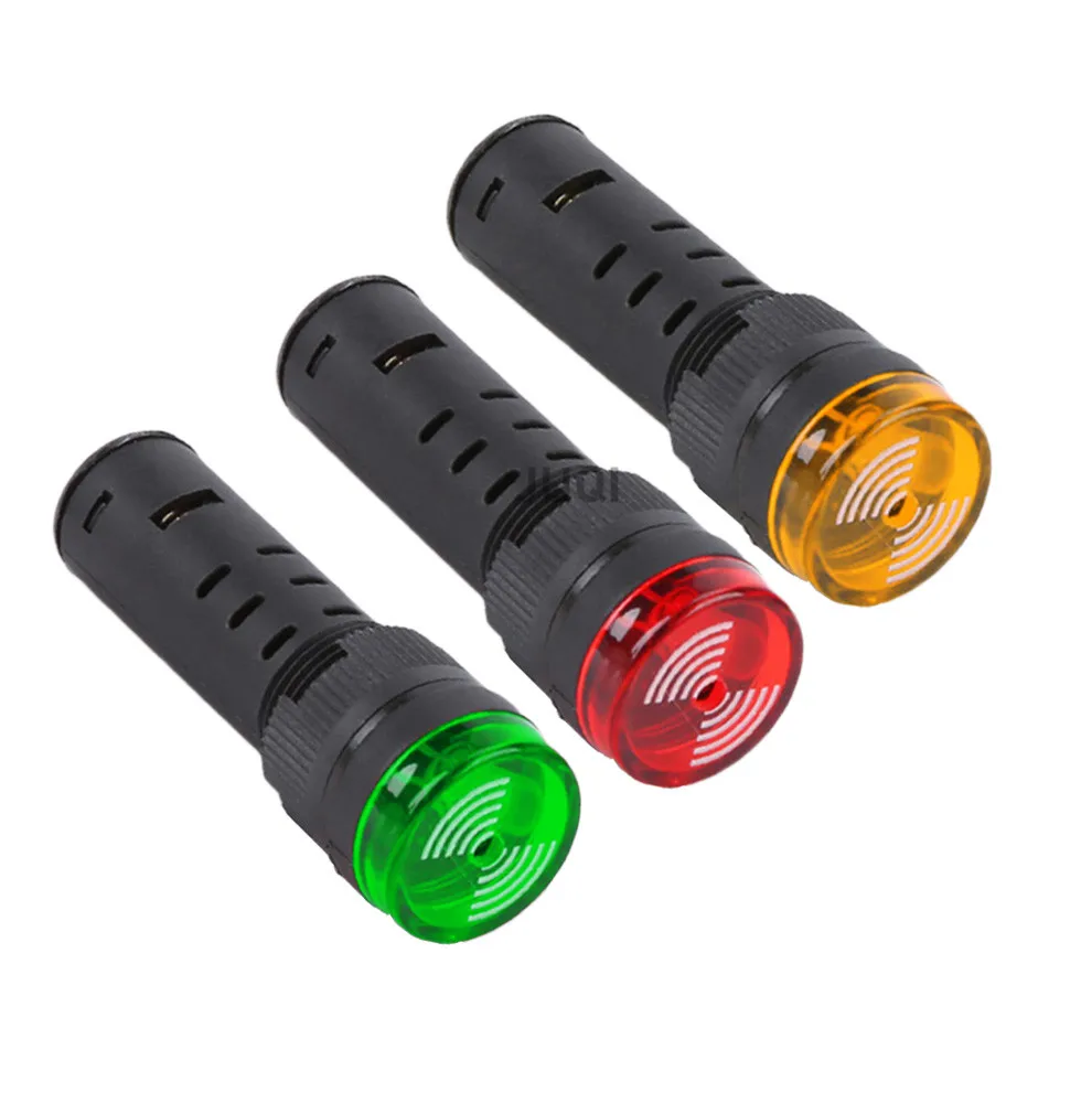 1PCS AD16-16SM buzzer 12V 24V 110V 220V 16mm Flash Signal Light Red LED Active Buzzer Beep Alarm Indicator Red Green Yellow