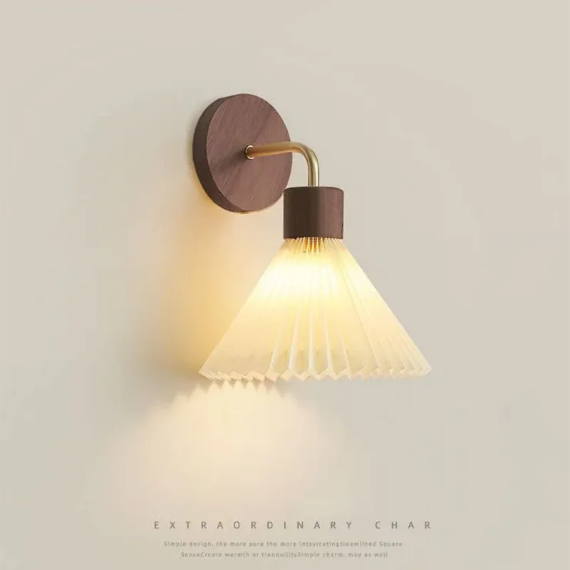 Lámpara de pared LED nórdica, luz de pared de madera moderna, iluminación interior, apliques de decoración para habitación, mesita de noche, dormitorio, sala de estar, bombilla E27 de Hotel