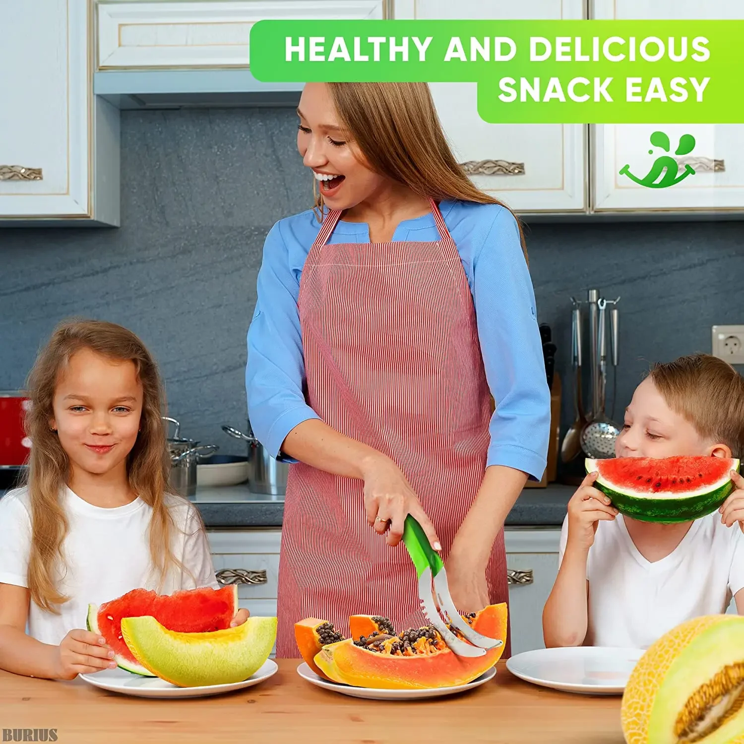 Watermelon Slicer Cutter Stainless Steel Non-slip Handle Kitchen Fruit Cutting Tool