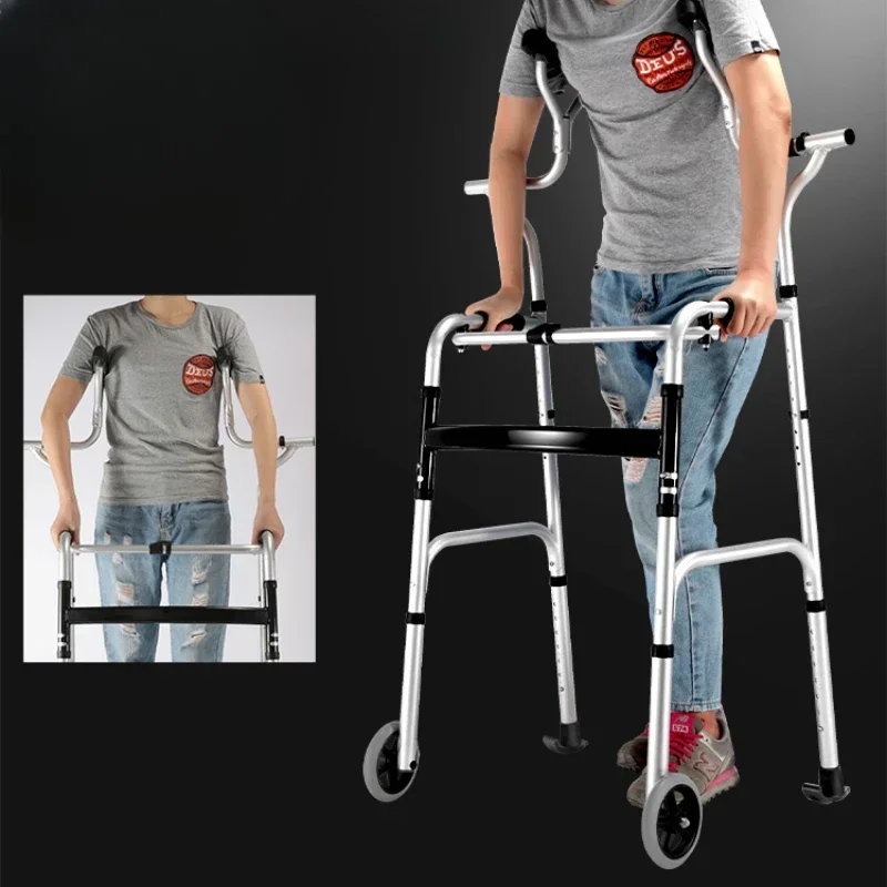 Adjustable Aluminum Alloy Cane-Wear-Resistant Walking Aid, Shock-Absorbing Disabled Walker, Lower Limb Trainer