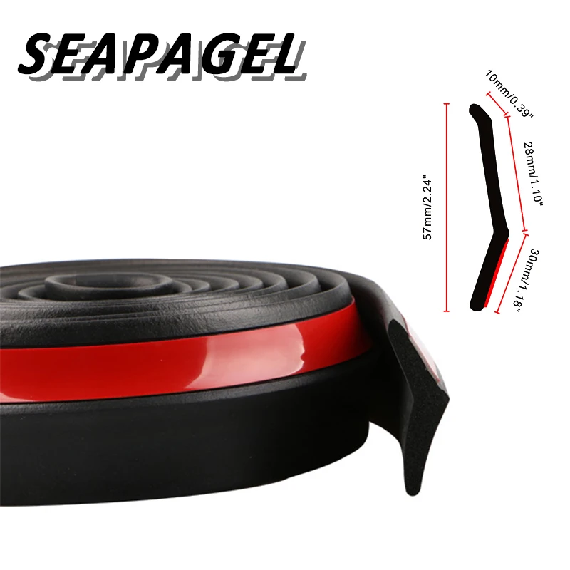 Universal Car Front Bumper Lip Spoiler Rubber Skirt Strip Body Trim Protector