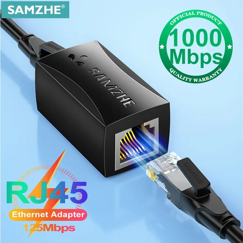 Ethernet Adapter SAMZHE 8P8C RJ45 Lan Cable Extension Connector for Internet Connection Female to Female
