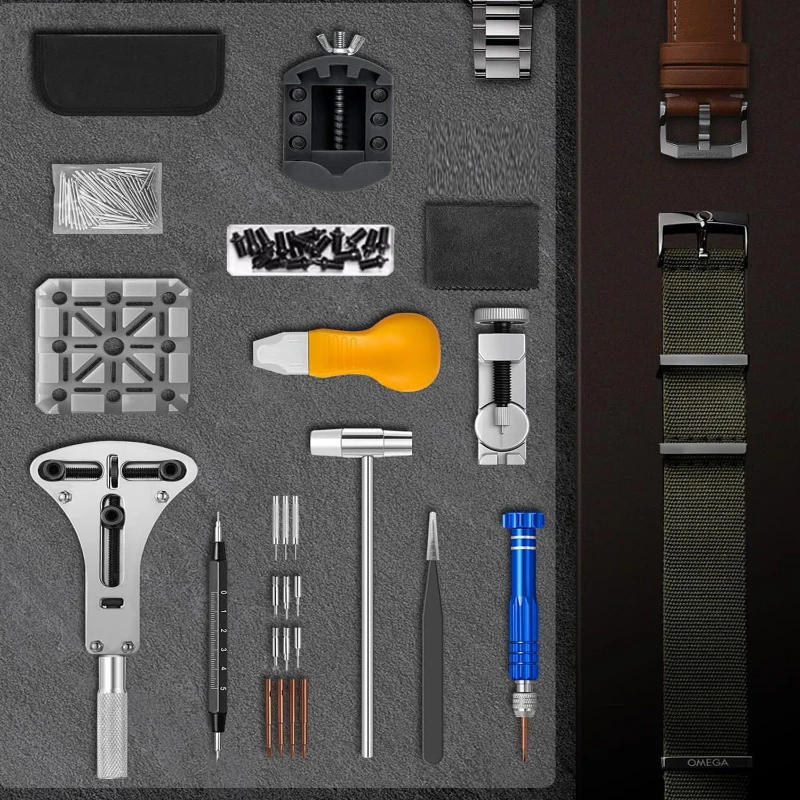 Comprehensive 154-Piece Watch Repair Tool Set for Battery Change, Link Removal & Strap Adjustment