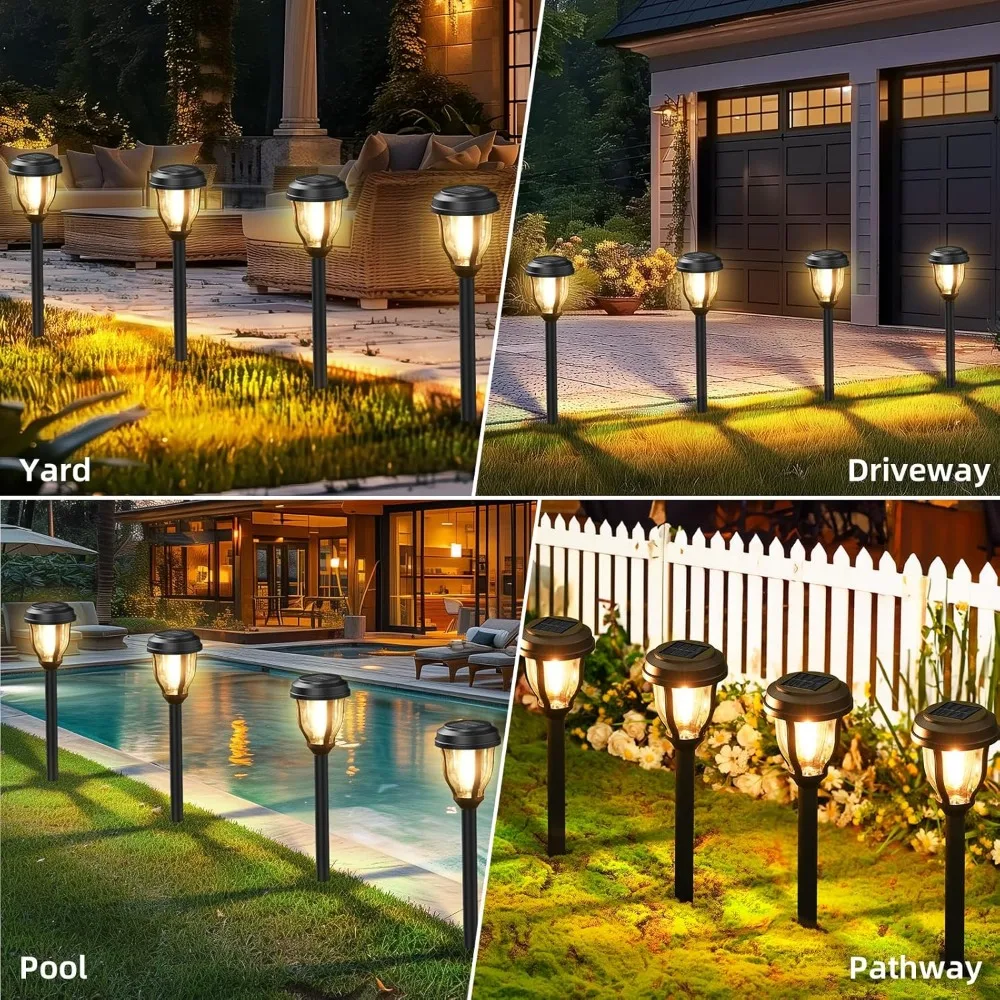 12 Pack Solar Lights Outdoor, Solar Pathway Lights Auto On/Off Waterproof Garden Landscape Lighting for Path, Yard 6