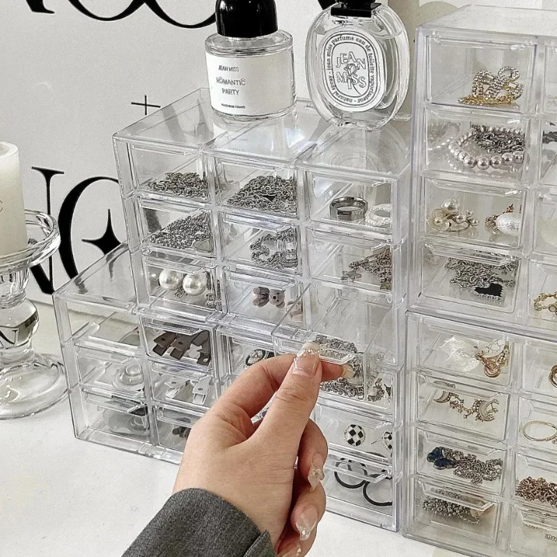 

Clear Jewelry Case Earring Studs Holder Bracelet Necklace Bead Storage Container Acrylic Display Shelf