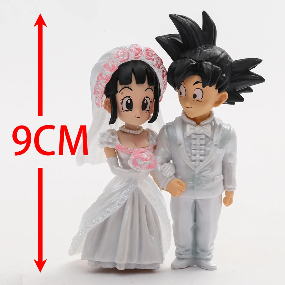 9cm Dragon Ball Z Son Goku & Chichi Wedding LOVE Ver Anime Cartoon