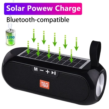 Powerful speaker with solar plate Bluetooth-compatible Stereo Music Box Power Bank Boombox waterproof USB AUX FM radio 1