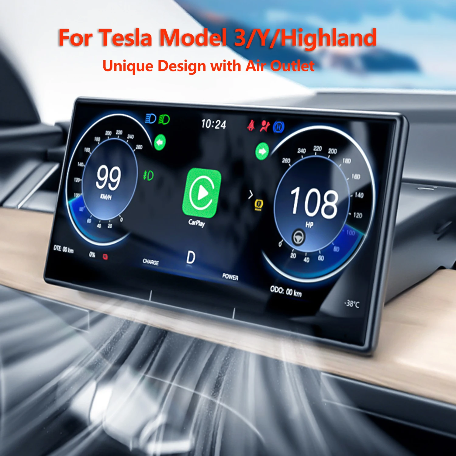 

8.9 inch HUD For Tesla Model Y 3 Highland Head up Display Large Touch Screen Car Speedometer Carplay Auto Smart Dashboard LCD