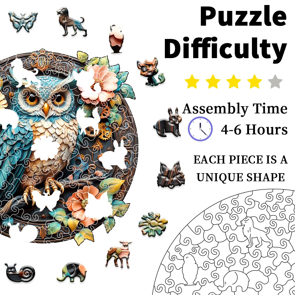Colorful Parrot Wooden Puzzle Unique Handmade Brainstorming Gift Exquisite DIY Birthday Mixed Color Plywood