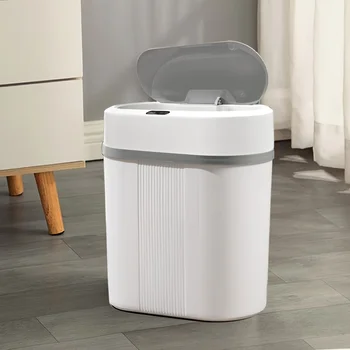 1pc Economical Smart Touchless Bathroom Trash Can - Electric Waterproof Narrow Small Garbage Bin for Kitchen, Office, Living, 3