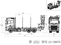 LESU 1/14 RC Hydraulic Crane Truck 6*6 FH16 Wood Timber Flatbed Transportation Car Metal Radio Control Model Cab No Included 2