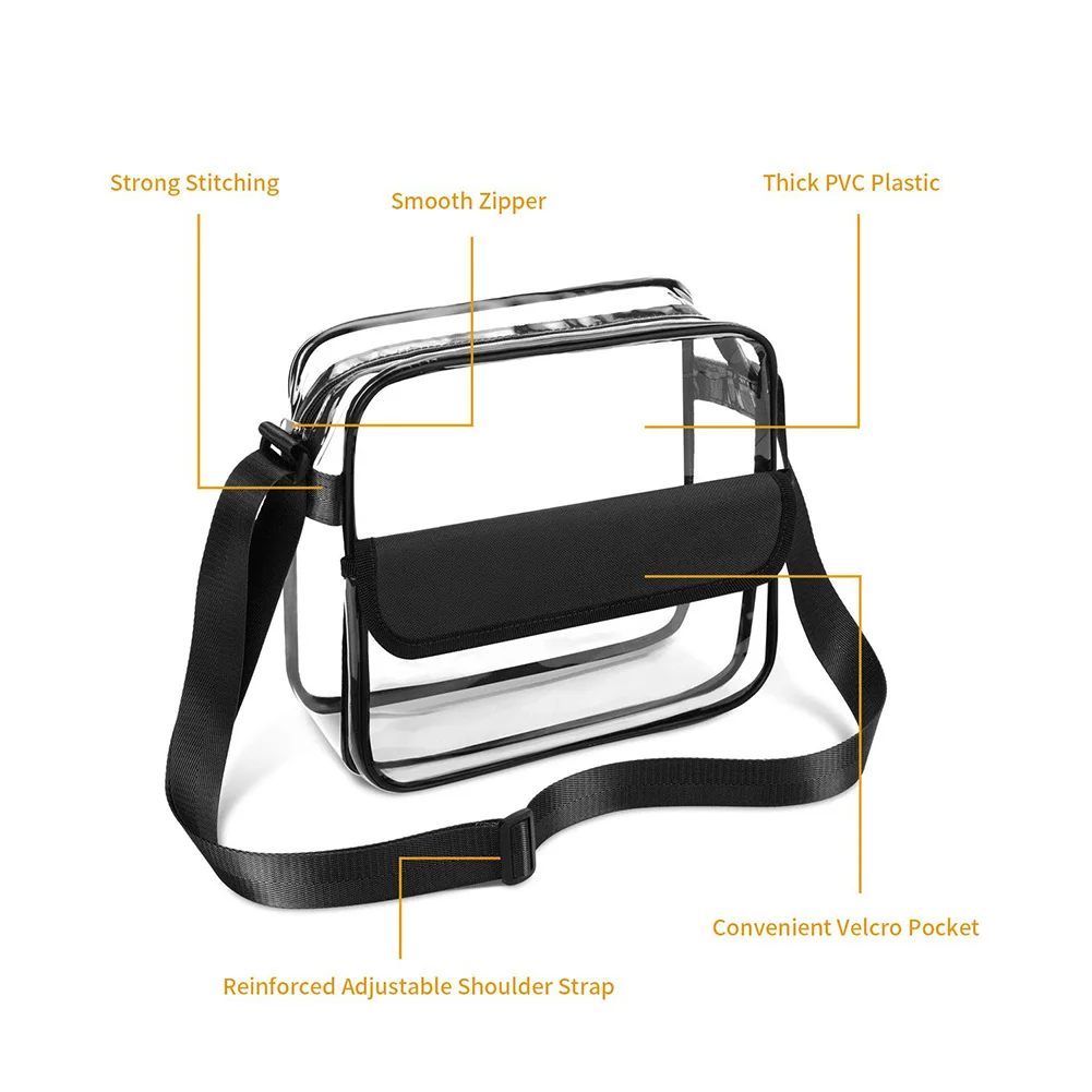 Sac à bandoulière transparent en PVC pour dames, sac à main transparent, sacs de messager, sacs de MSI Boho pour femmes, sac initié pour stade de gym, sac de poitrine