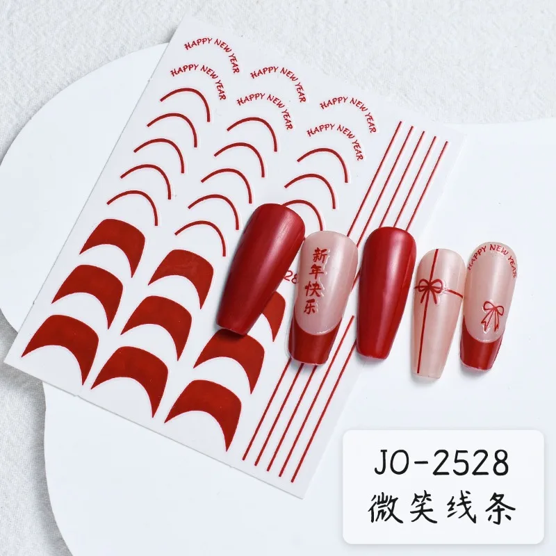 

3D Nail Stickers Red bow with heart love bow Decals Back Glue Nail Decal Stickers For Nail Tips Beauty